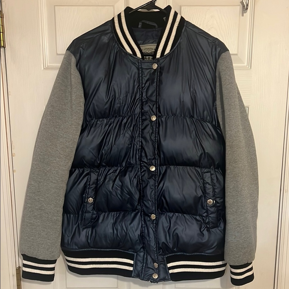 Levi's Dark Blue and Light Gray Varsity Jacket